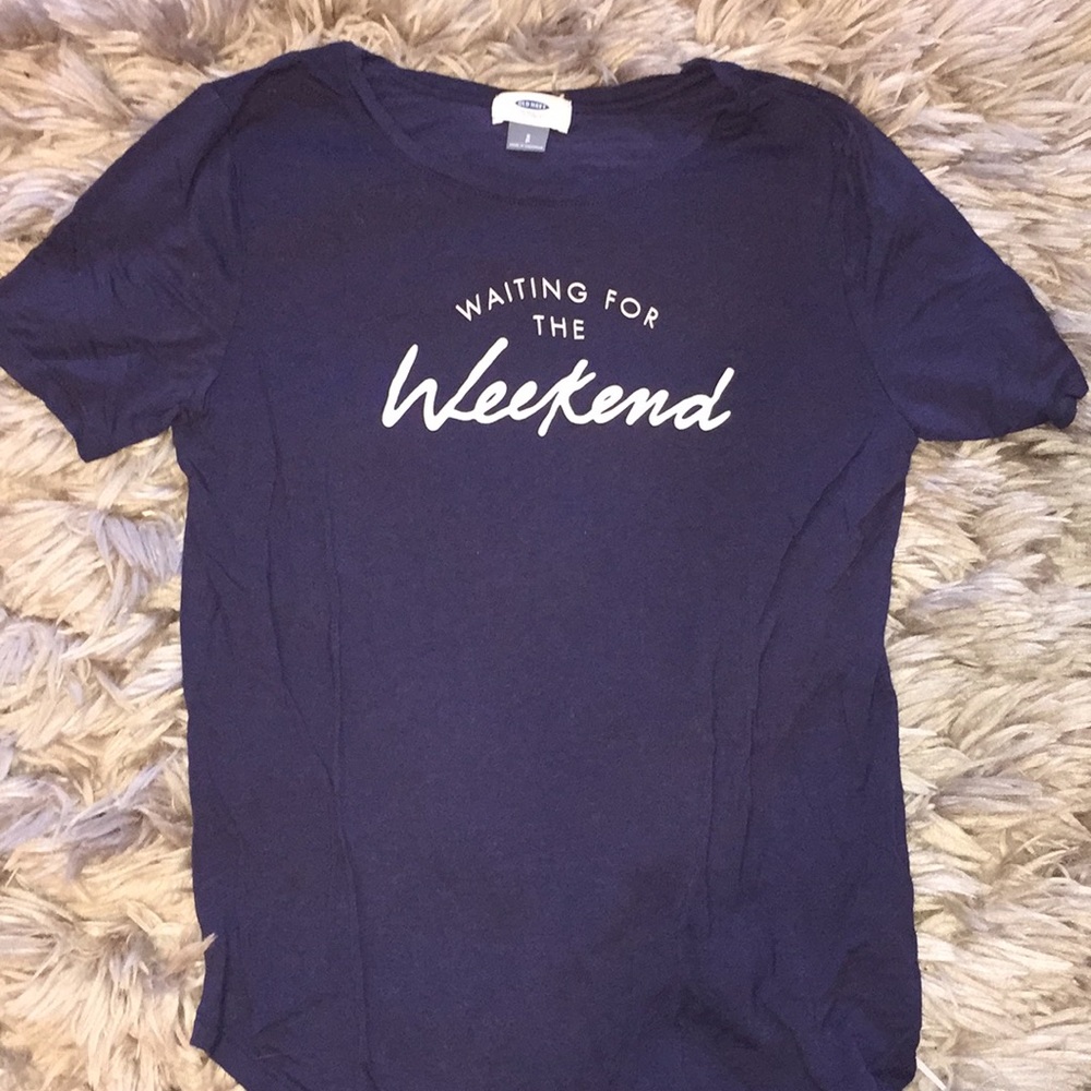 Waiting for the Weekend navy blue tee